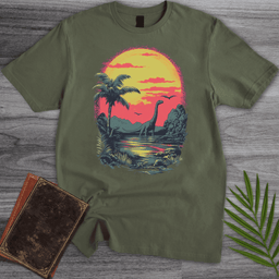 Retro Sunset 1980s Brachiosaurus T Shirt Gift For Nature Lover