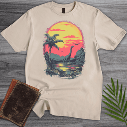 Retro Sunset 1980s Brachiosaurus T Shirt Gift For Nature Lover