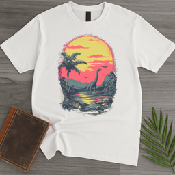 Retro Sunset 1980s Brachiosaurus T Shirt Gift For Nature Lover