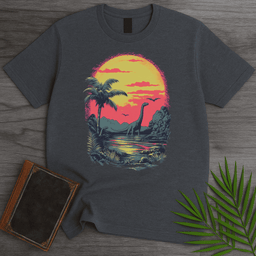 Retro Sunset 1980s Brachiosaurus T Shirt Gift For Nature Lover