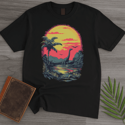 Retro Sunset 1980s Brachiosaurus T Shirt Gift For Nature Lover