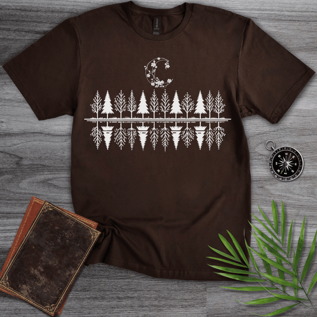 Minimalist Tree And Moon T Shirt Gift For Nature Lover