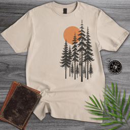Pine Tree Forest Sunset T Shirt Gift For Nature Lover