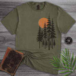 Pine Tree Forest Sunset T Shirt Gift For Nature Lover