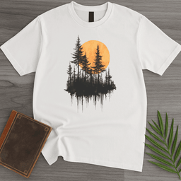 Minimalist Pine And Sun Forest T Shirt Gift For Nature Lover