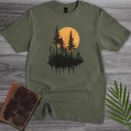 Minimalist Pine And Sun Forest T Shirt Gift For Nature Lover