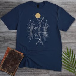 Midnight Mirror Stag T Shirt Gift For Nature Lover