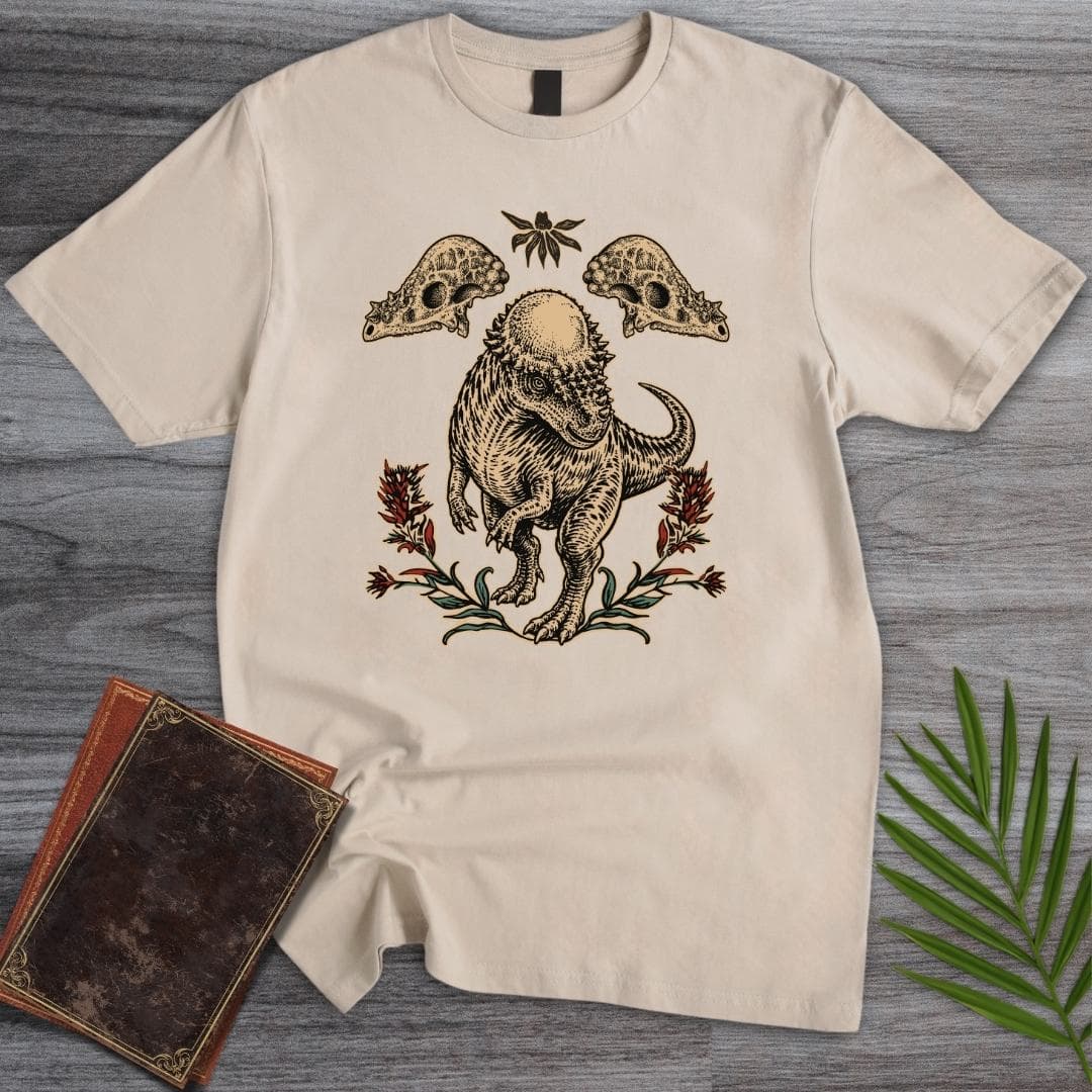 Pachycephalosaurus Fossil Bloom T Shirt Gift For Nature Lover