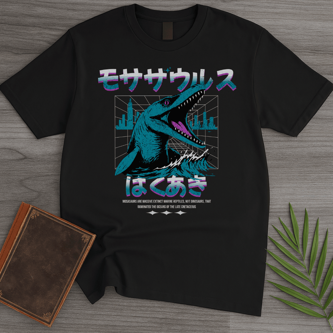 Retro Wave 90s Mosasaurus T Shirt Gift For Nature Lover