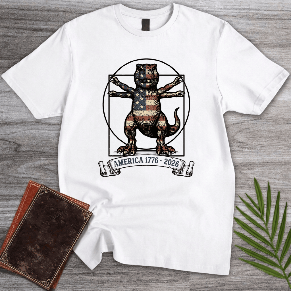 Vitruvian T Rex Americas 250th T Shirt Gift For Dinosaur Lover