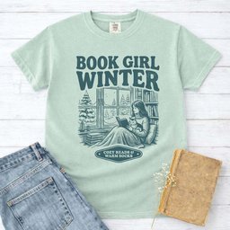 Book Girl Winter Tee Gift For Cat Lover