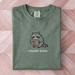 I Require Books Raccoon Tee Gift For Cat Lover