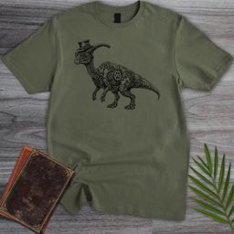 Vintage Parasaurolophus Steampunk T Shirt Gift For Nature Lover
