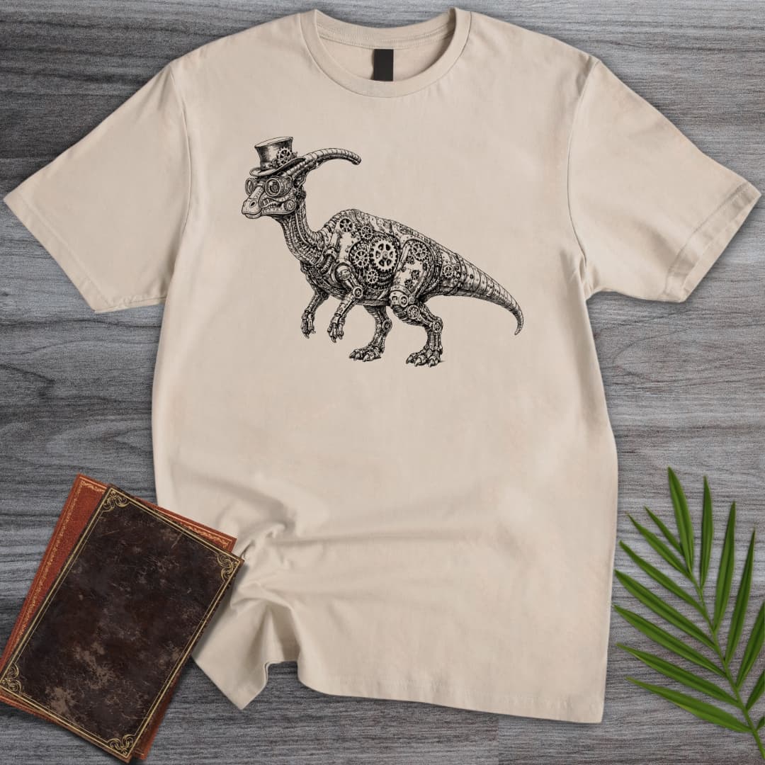Vintage Parasaurolophus Steampunk T Shirt Gift For Nature Lover