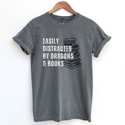 Easily Distracted By Dragons And Books Shirt T Shirt Gift For Cat Lover