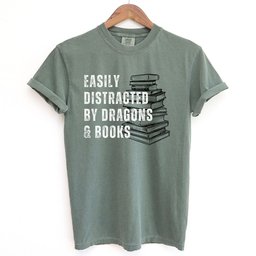 Easily Distracted By Dragons And Books Shirt T Shirt Gift For Cat Lover