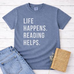 Life Happens Reading Helps Shirt T Shirt Gift For Cat Lover