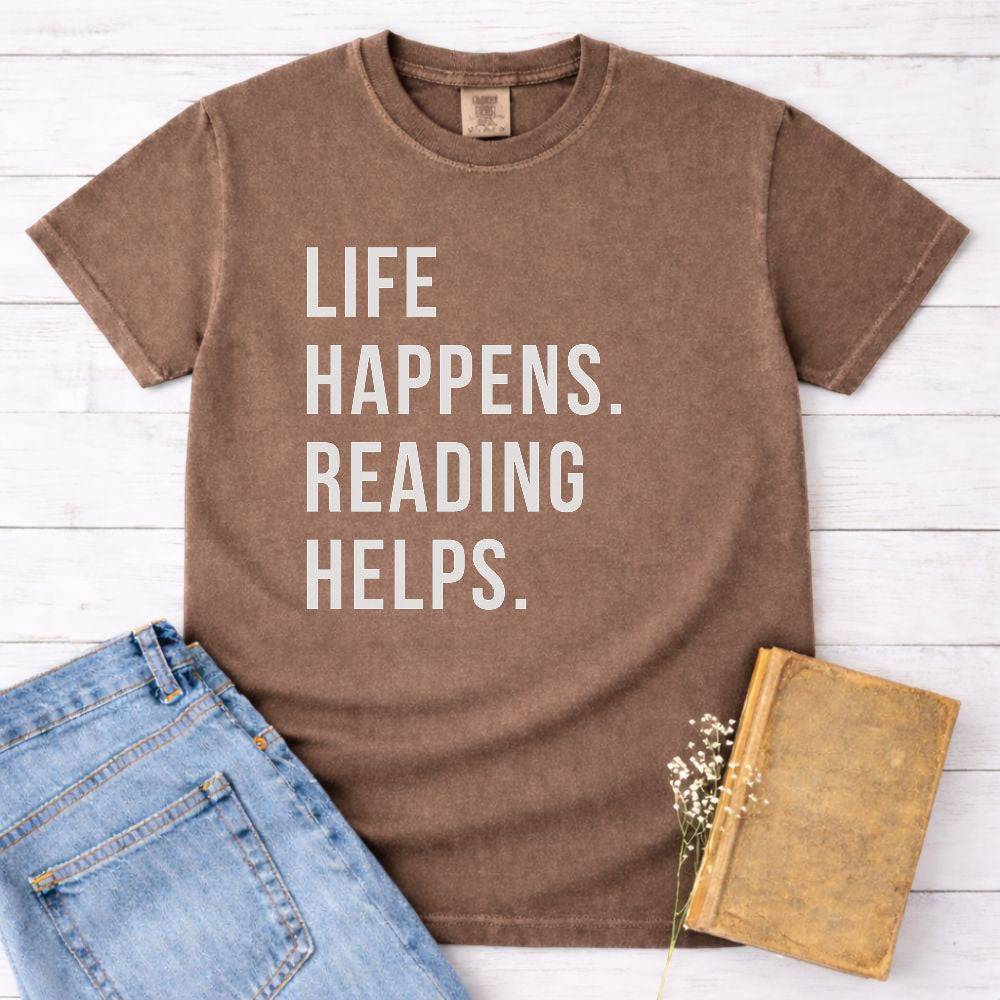 Life Happens Reading Helps Shirt T Shirt Gift For Cat Lover