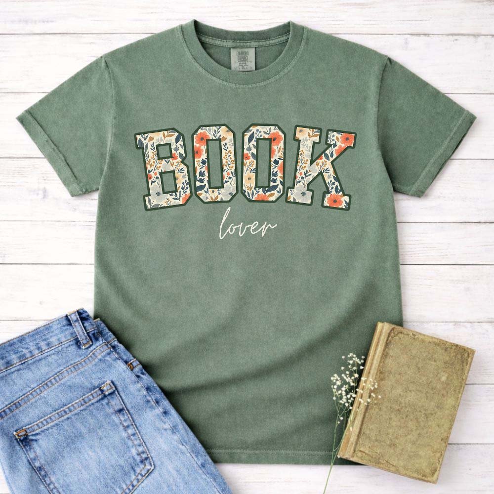Floral Book Lover Varsity Shirt T Shirt Gift For Cat Lover