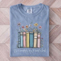 Floral Wonderful Day To Read A Book Tee Gift For Cat Lover