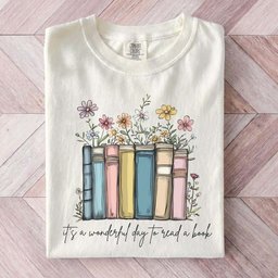 Floral Wonderful Day To Read A Book Tee Gift For Cat Lover