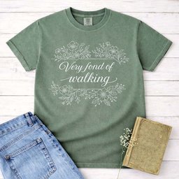 Floral Very Fond Of Walking Pride And Prejudice Tee Gift For Cat Lover