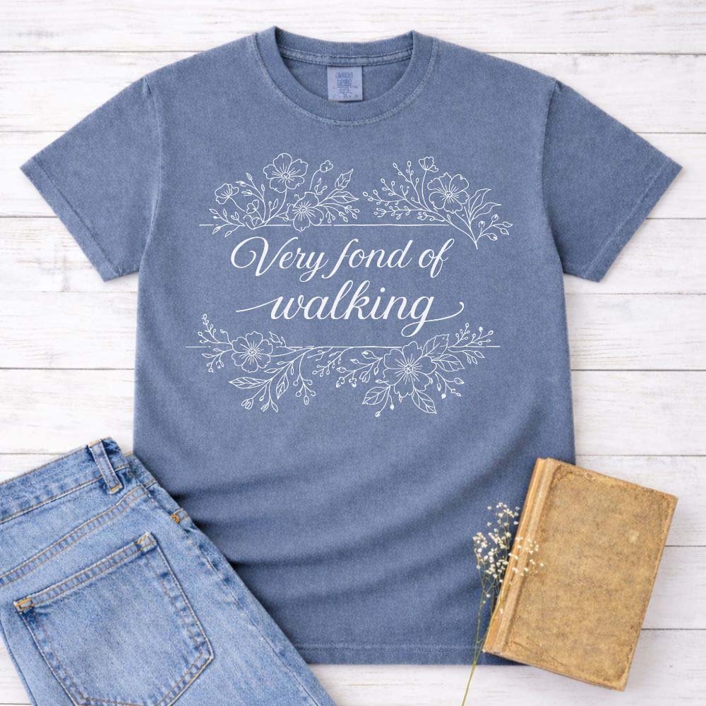 Floral Very Fond Of Walking Pride And Prejudice Tee Gift For Cat Lover