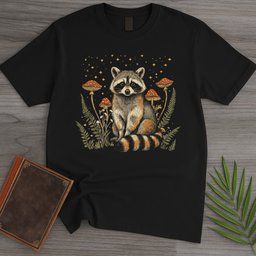 Twilight Toadstool Raccoon T Shirt Gift For Nature Lover
