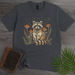 Twilight Toadstool Raccoon T Shirt Gift For Nature Lover