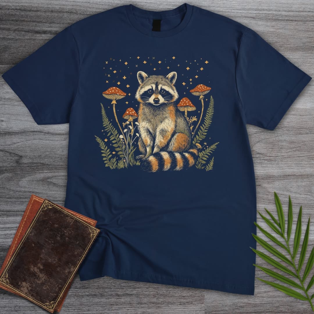 Twilight Toadstool Raccoon T Shirt Gift For Nature Lover