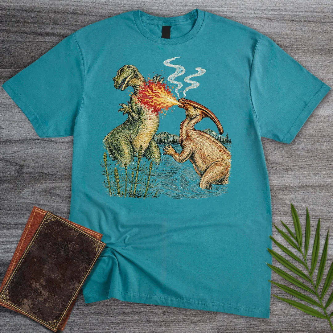 Vintage Fire Breathing Dino T Shirt Gift For Nature Lover