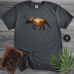 Triceratops Environment Silhouette T Shirt Gift For Dinosaur Lover