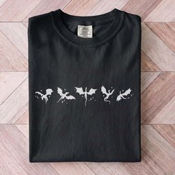 Minimalist Tiny Dragons Tee Gift For Cat Lover