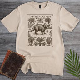Triceratops Botanical Plate T Shirt Gift For Dinosaur Lover