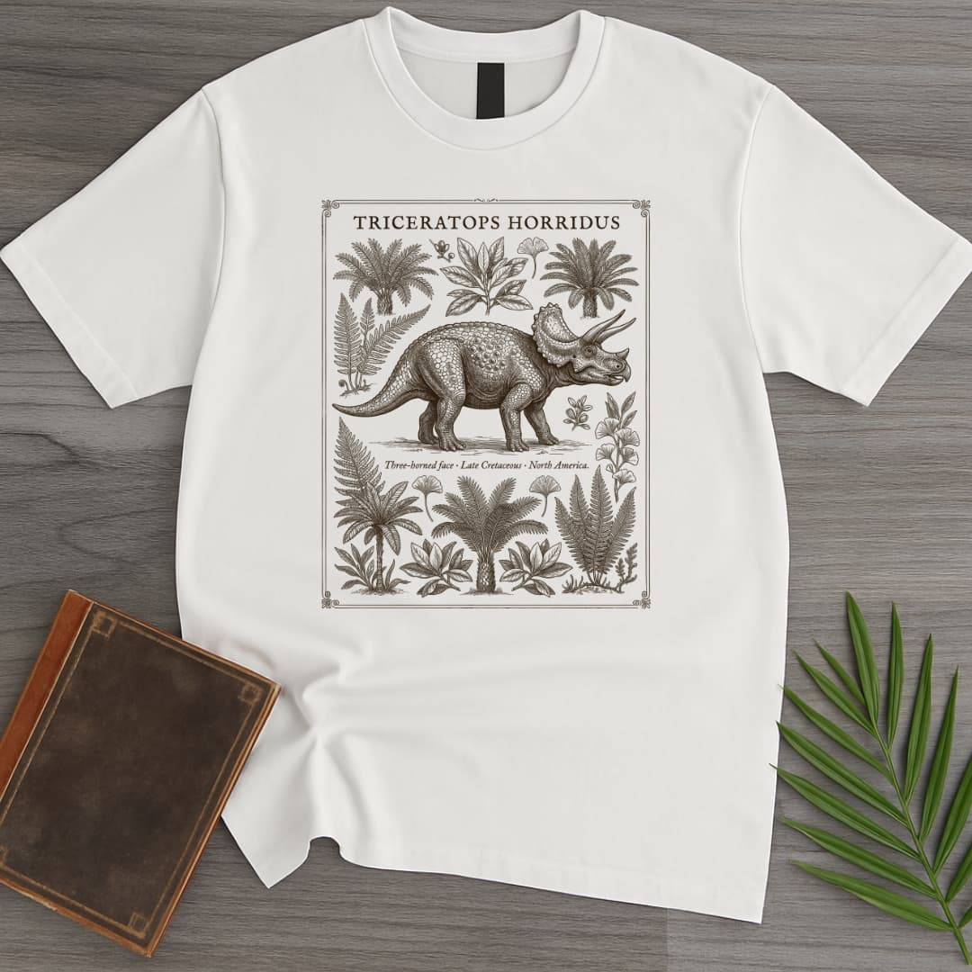 Triceratops Botanical Plate T Shirt Gift For Dinosaur Lover