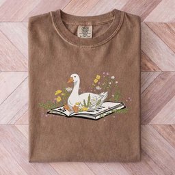Whimsical Book Goose Tee Gift For Cat Lover