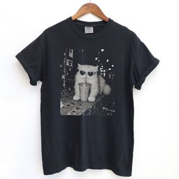 Vintage Iced Coffee Cat T Shirt Gift For Cat Lover