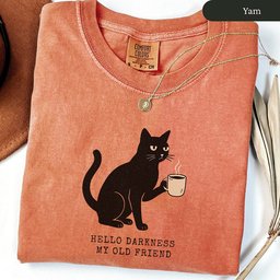 Hello Darkness Black Cat Coffee T-Shirt
