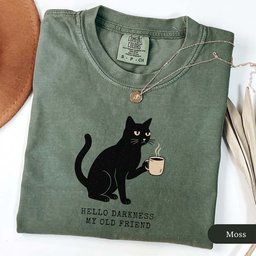 Hello Darkness Black Cat Coffee T-Shirt