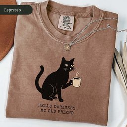Hello Darkness Black Cat Coffee T-Shirt