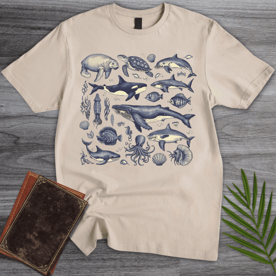 Vintage Marine Life T Shirt Gift For Nature Lover