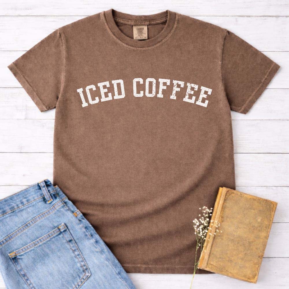 Iced Coffee Varsity Shirt T Shirt Gift For Cat Lover