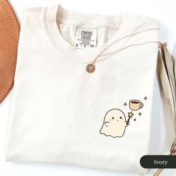 Cute Coffee Lover Ghost Shirt T Shirt Gift For Cat Lover