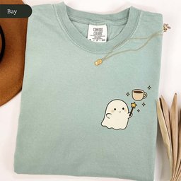 Cute Coffee Lover Ghost Shirt T Shirt Gift For Cat Lover