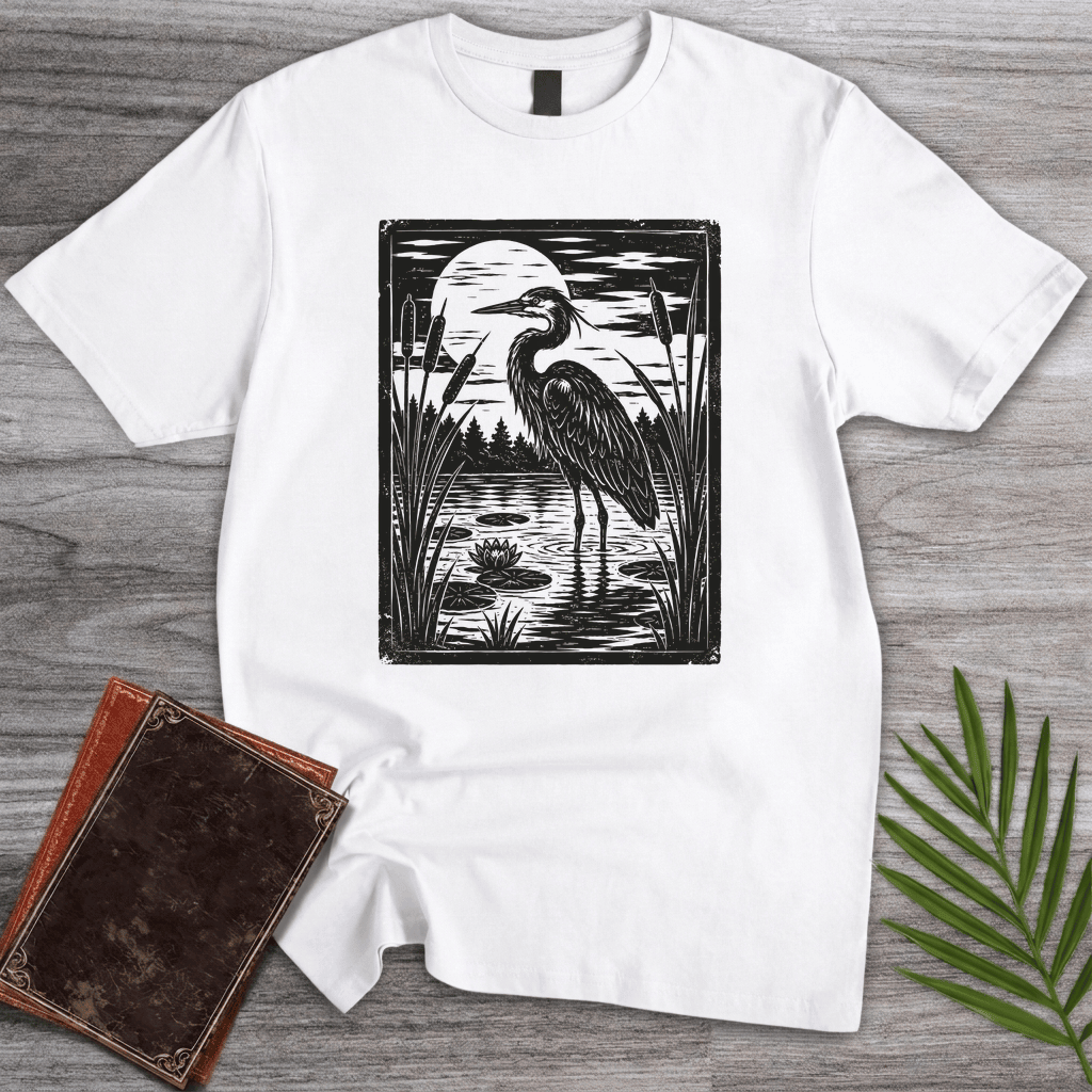 Vintage Blue Heron Moon T Shirt Gift For Nature Lover