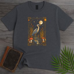 Woodland Heron Card T Shirt Gift For Nature Lover