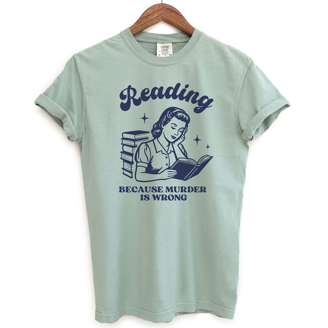 Reading Because Murder Is Wrong Shirt T Shirt Gift For Cat Lover