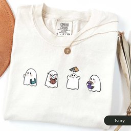 Cute Bookish Ghosts Shirt T Shirt Gift For Cat Lover
