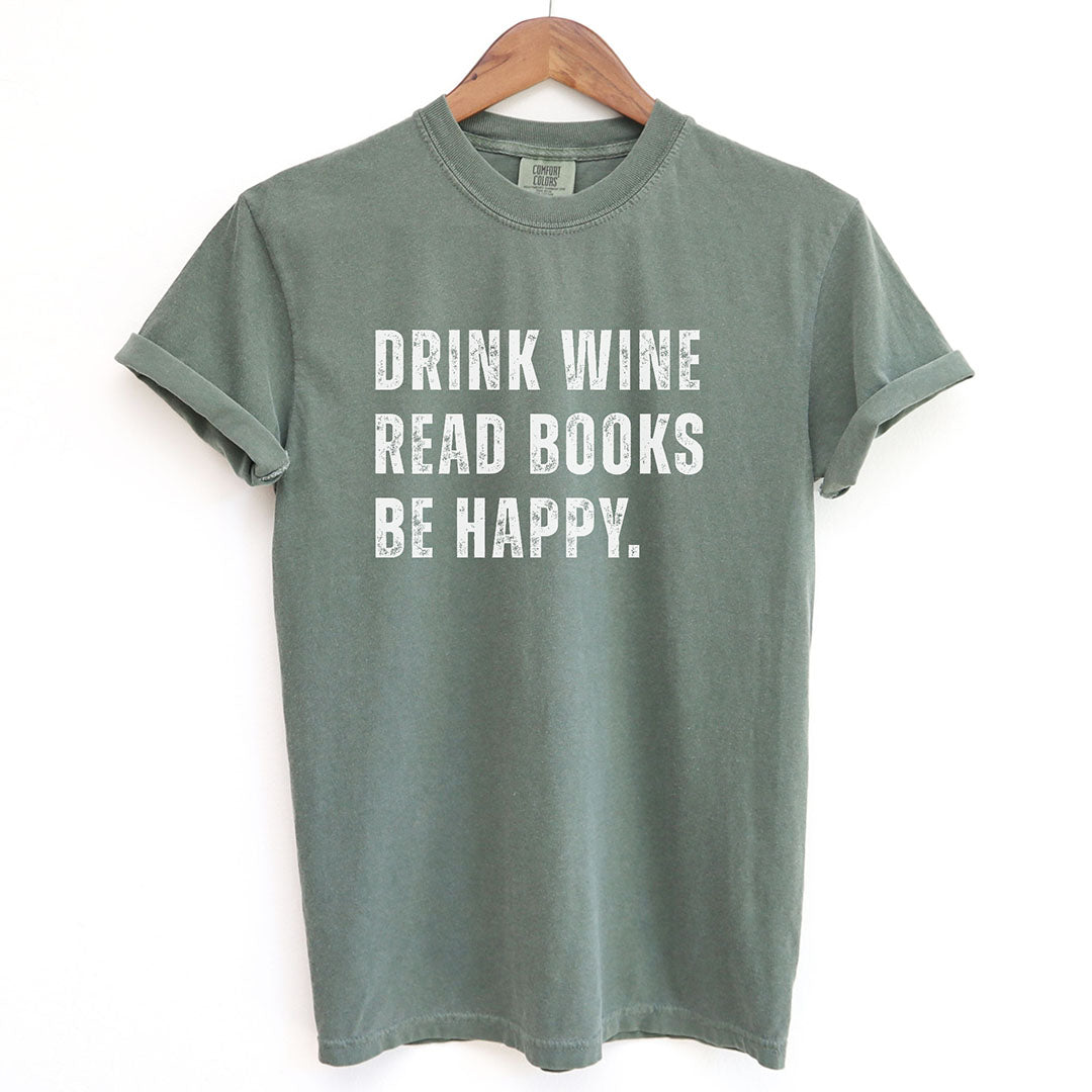 Drink Wine Read Books Be Happy Shirt T Shirt Gift For Cat Lover