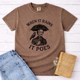 When IT Rains IT Poes T Shirt Gift For Cat Lover